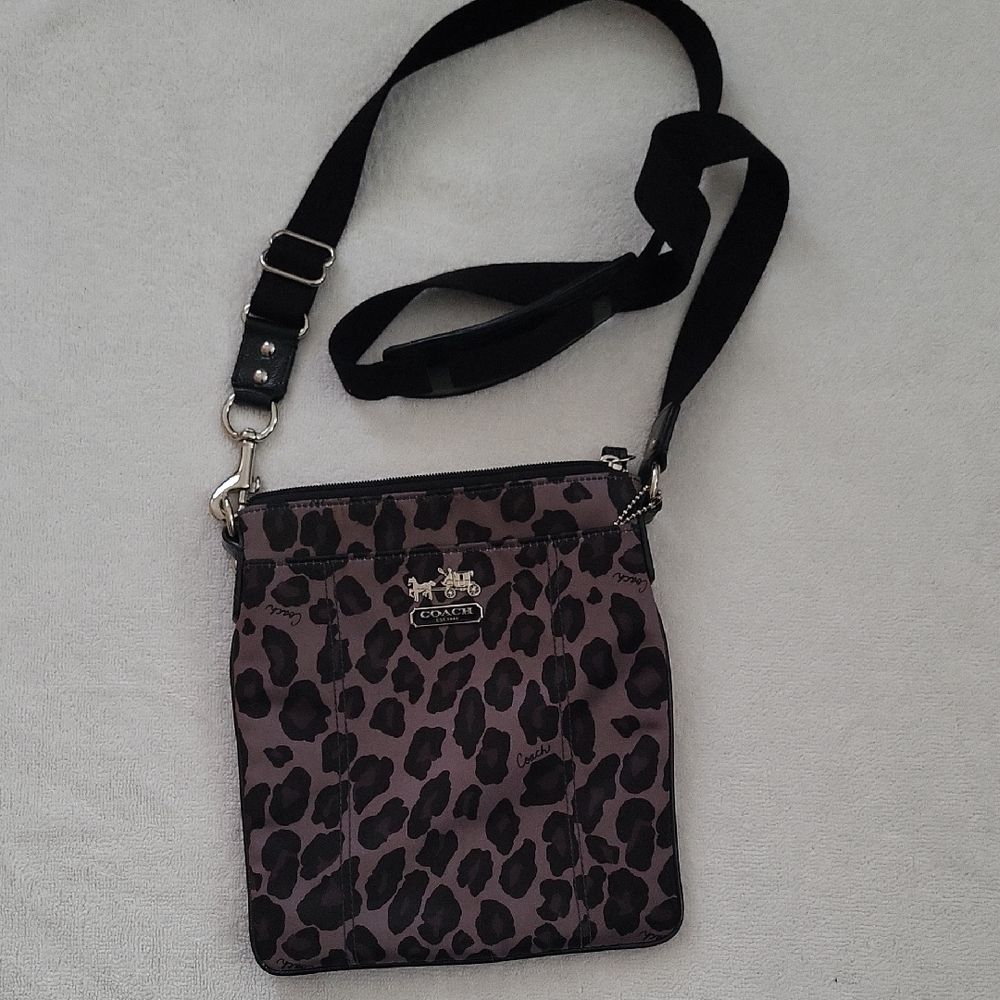 Coach Leopard Print Crossbody
Bag - Black and Grey